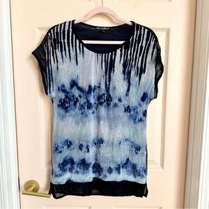 Blue watercolor Picadilly top